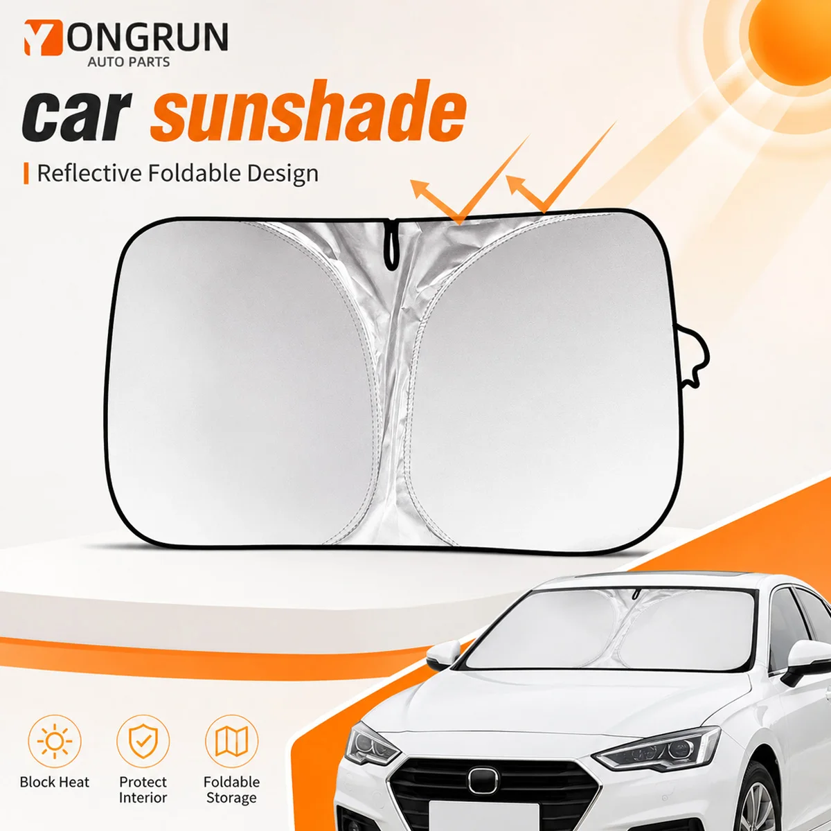 Premium Foldable Reflective Car Windshield Sun Shade - UV Protection & Heat Block Cover