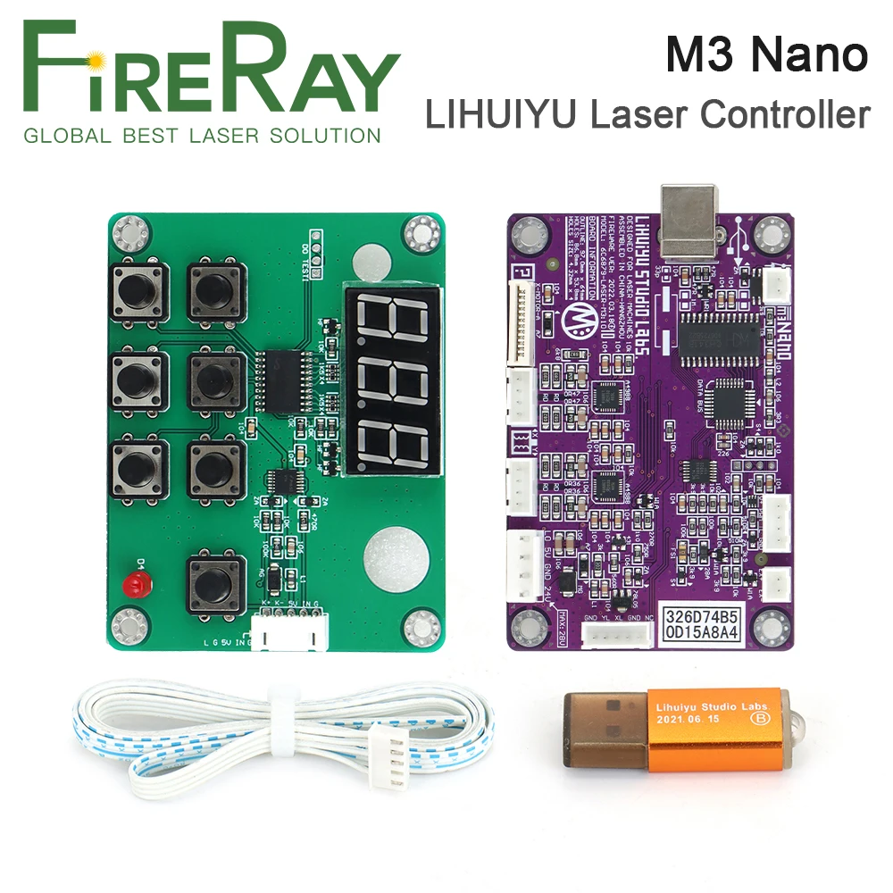 Fireray Lihuiyu M3 Nano Laser Controller Scheda Madre + Pannello Di Controllo + Dongle B System Per Co2 Engraver Cutter K40