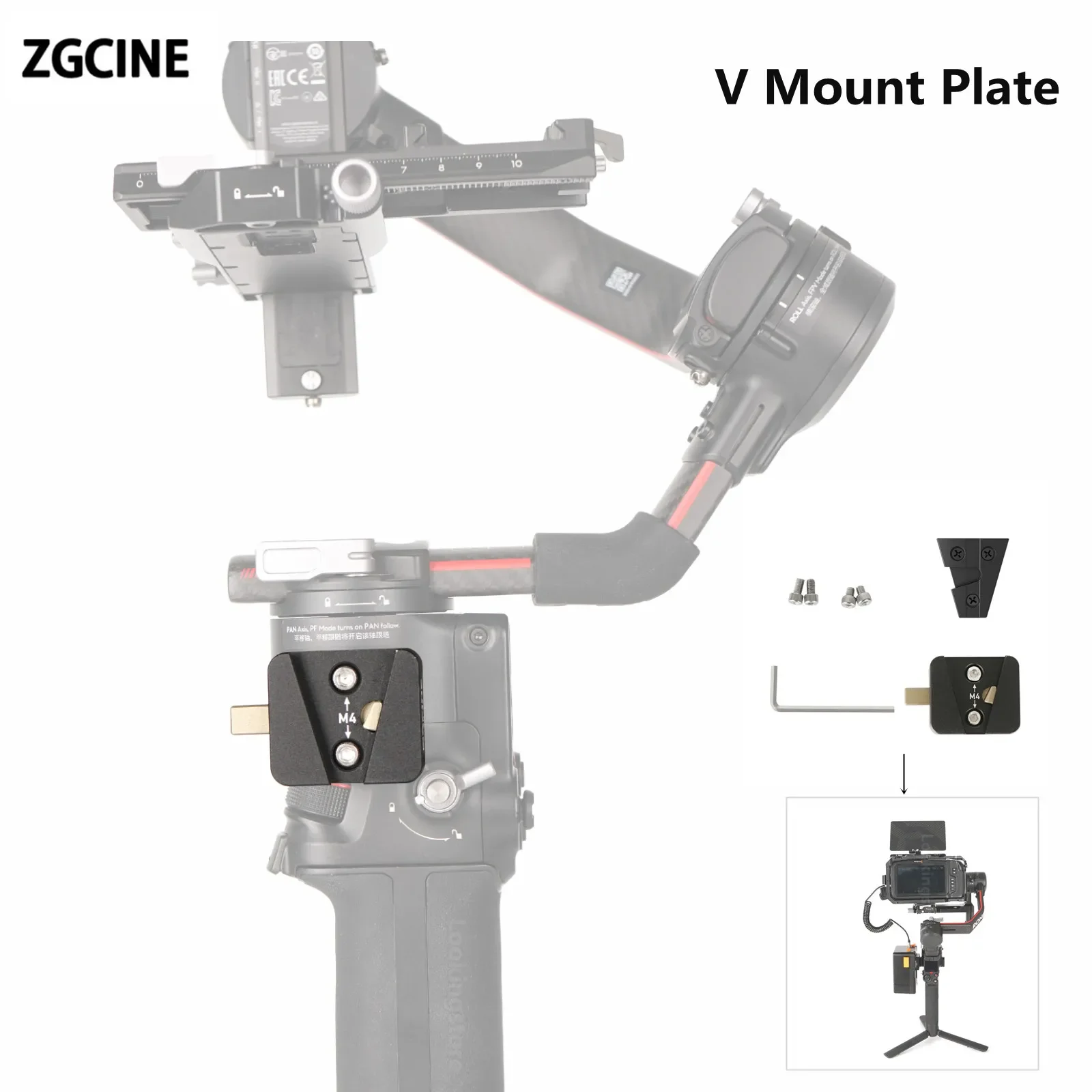 ZGCINE VR-04 V 마운트 배터리 플레이트 DJI 로닌 S2/S3 스태빌라이저 카메라 액세서리 V 마운트 배터리 V-락 플레이트 어댑터 호환