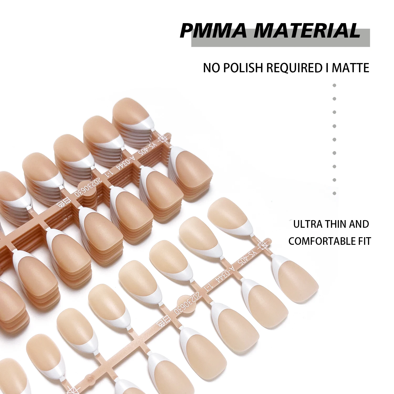 240pcs/box White French Tips Press-on Nails