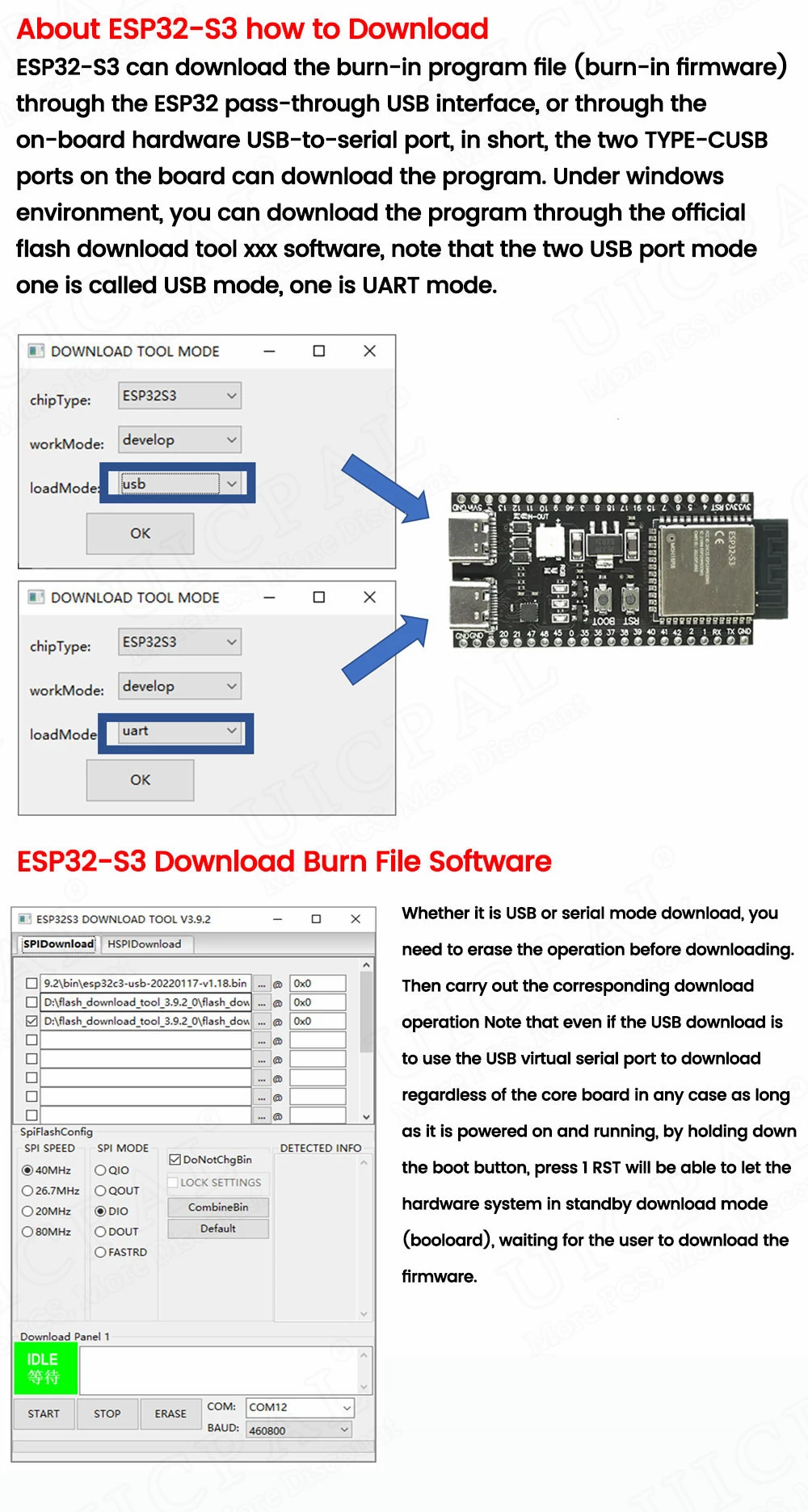 ESP32-S3 Entwicklungsboard 2,4G WLAN BT-Modul BLE5.0 Original ESP32-S3 MCU N8R2 N16R8 44-Pin Typ-C 8M PSRAM – Detail 17