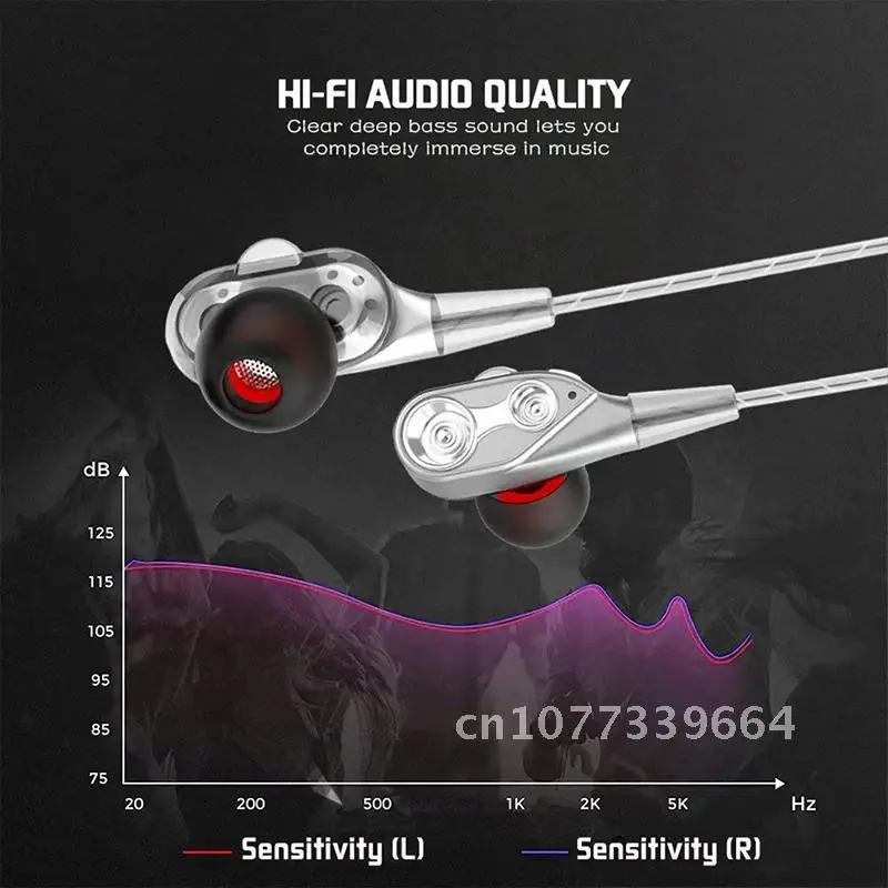 

In-ear Wired Headphones Special for Mobile Phone Computer Double Moving Coil Subwoofer Wire-controlled