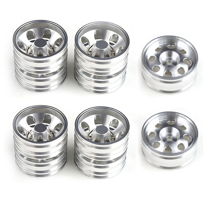 

6Pcs Metal Front And Rear Wheel Hub Wheel Rim For 1/14 Tamiya RC Trailer Tractor Truck Car Upgrade Parts