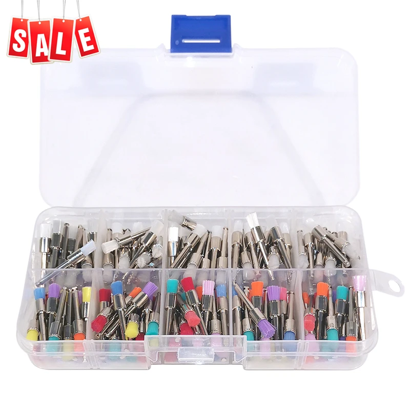 200Pcs/Pack  Dental Polishing Brush Polisher Brushes Kits /Polish Cups Dentistry Teeth Latch type Mixed color