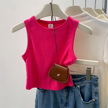 بلوزة بدون أكمام لعام 2025 للنساء بلوزة بدون أكمام مضلعة بلون سادة ملابس علوية صيفية أساسية عصرية للمراهقات 6