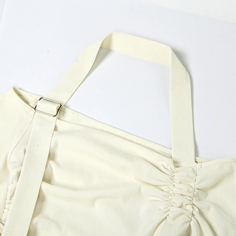 y2k Wasteland Dress Women Grunge Solid Color Long Sleeve High Split Halter Bodycon Dresses 2000s Party Dresses Clubwear