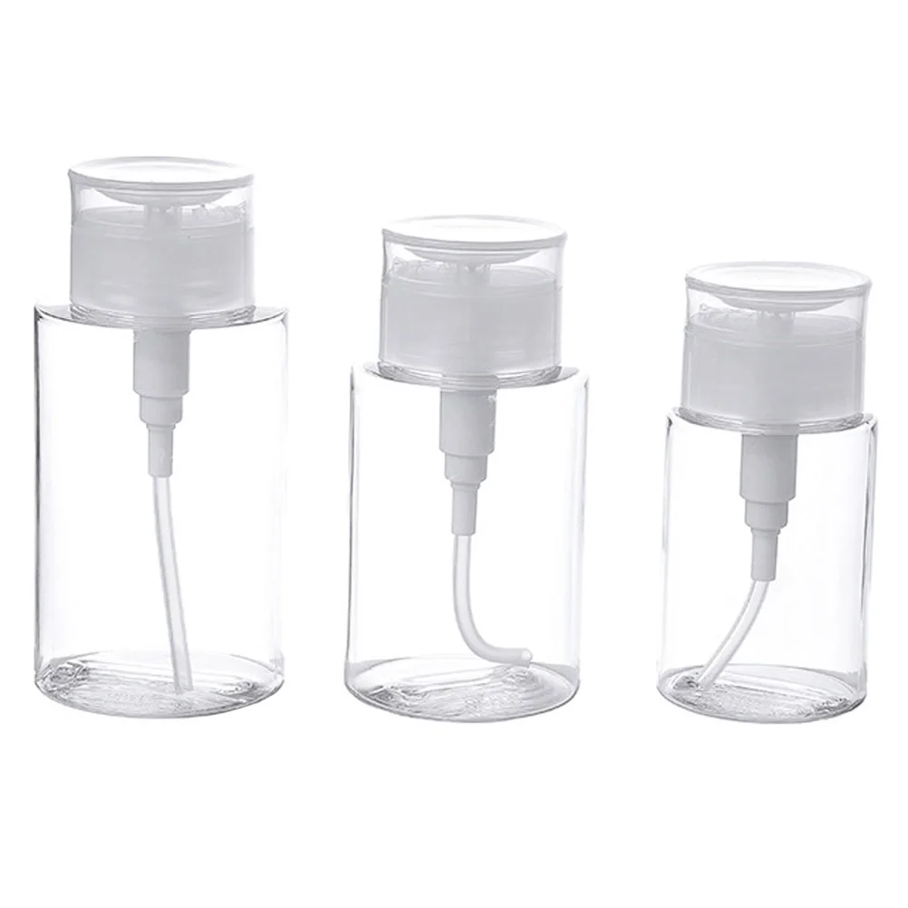 

3Pcs Nail Remover Pump Bottle Clean Liquid Dispenser Empty Skincare Bottle Push Down Pump Bottle