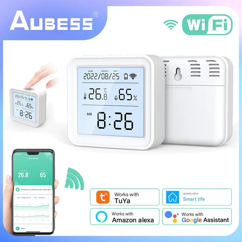 

Tuya WIFI Temperature And Humidity Sensor Hygrometer Thermometer Smart Home Backlight Smart Life Support Alexa Google Assistant