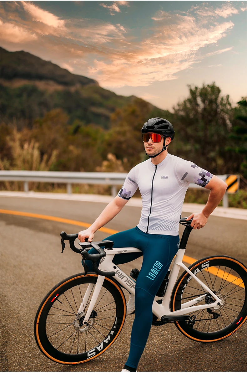 LAMEDA Herren-Radtrikot, Freizeit, Fahrrad, kurzärmelig, 3 Taschen, Rennrad-Shirt, Sommer, atmungsaktiv, MTB-Kleidung, durchgehender Reißverschluss, Herren – Detail 13