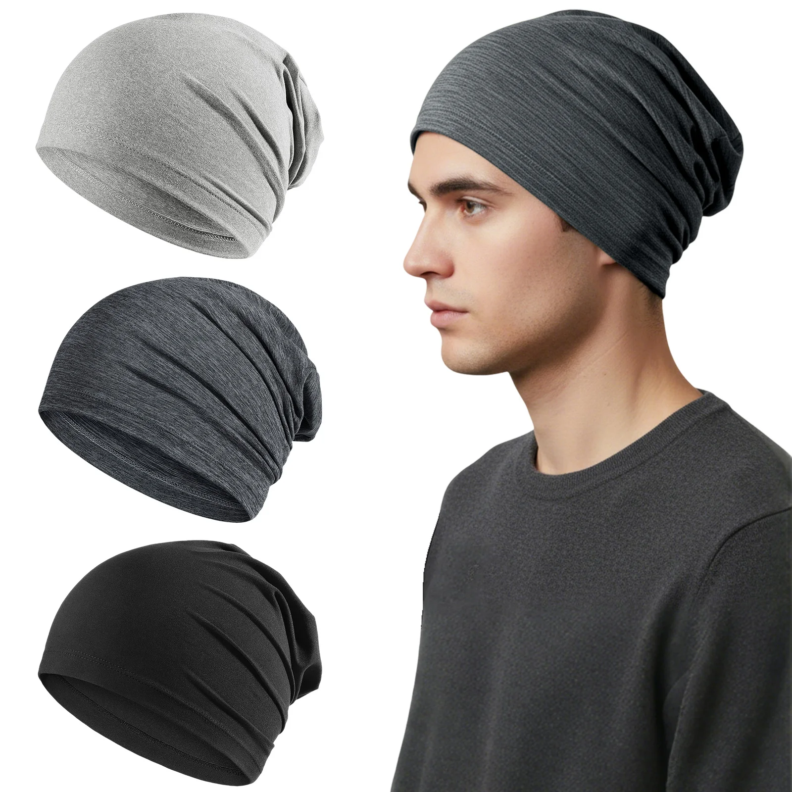 Solid Color Unisex Slouchy Beanie - Lightweight Hip-Hop Cotton Cap