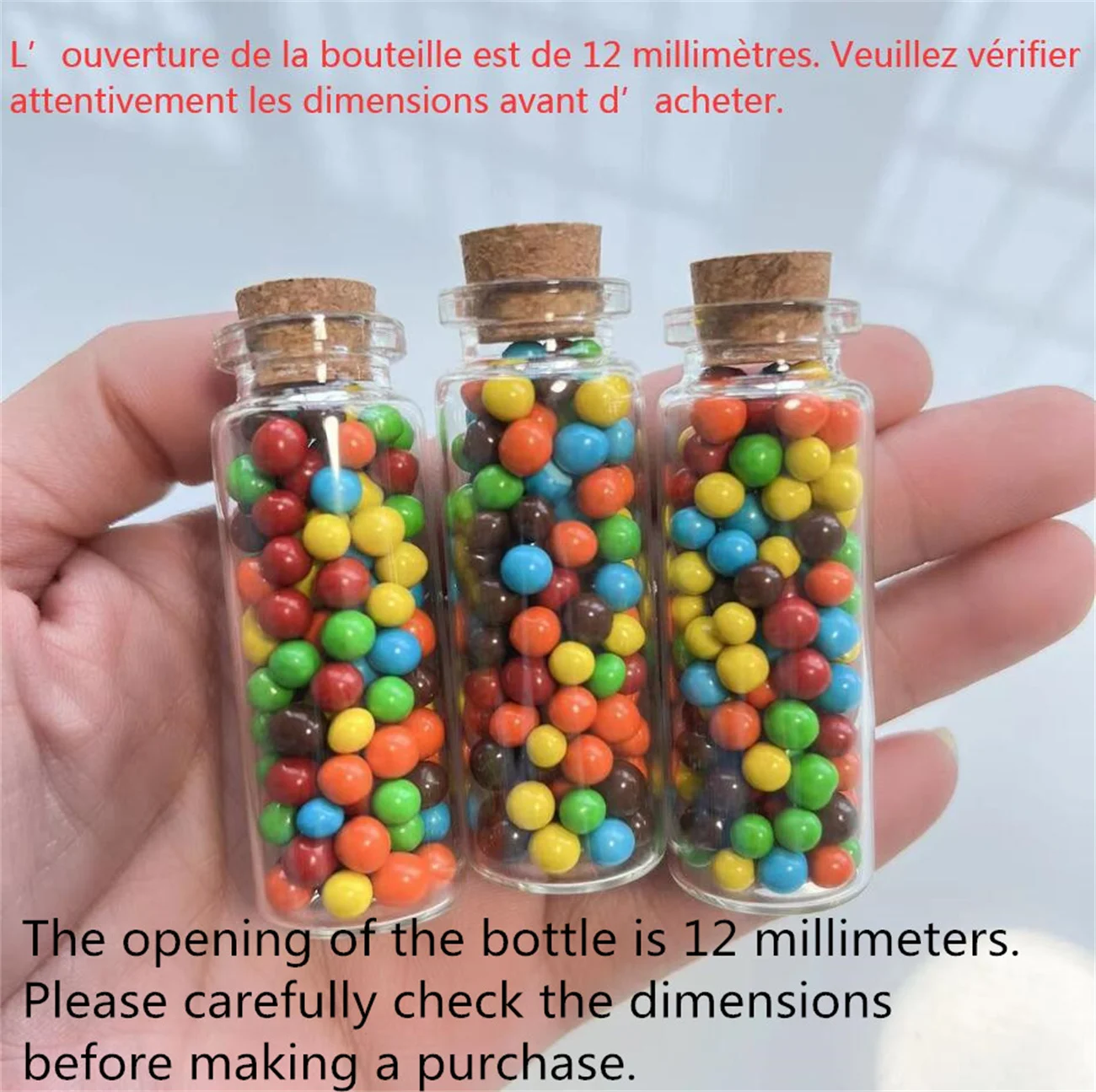 50/100 pcs/Lot 12ml Decorative Glass Bottles With Cork Stopper Crafts Tiny Jars Pendant bottle Empty Glass Jar Mini tube Gift 4