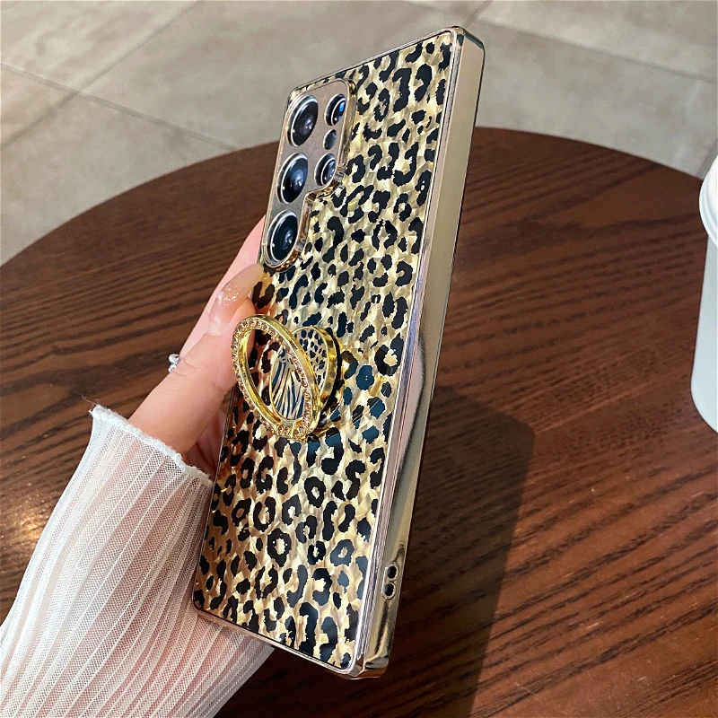 Luxury Leopard Print Stand Case - Shockproof 5G Protection Cover