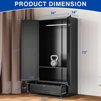Metal Armoire Wardrobe Closet with 2 Doors 72''Wardrobe Cabinet with Drawers & Hanging Rail Metal Closet with Adjustable Shelves 2