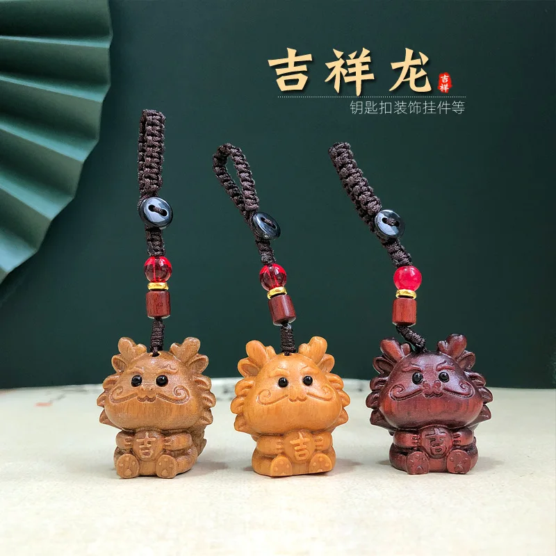 

Dragon Decoration A Set Wooden Carved Animal Crafts DIY Pendant Cartoon Zodiac Dragon Desktop Decoration Creative Holiday Gift