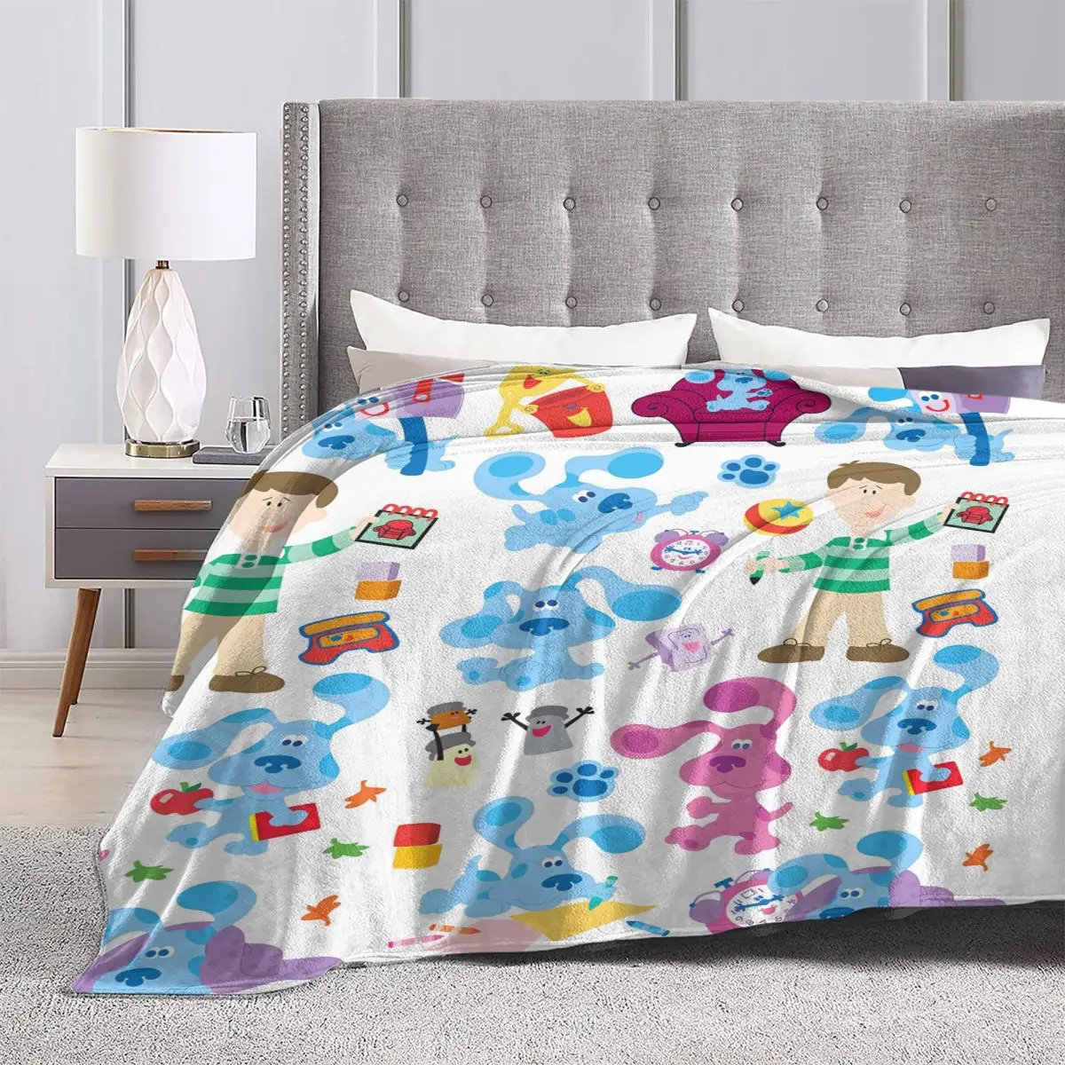 Blue's Clues Collage Blanket Warm Soft Novelty Plush Throw Blanket For Outdoor Camping Flannel Bedspread Bed Cover 5
