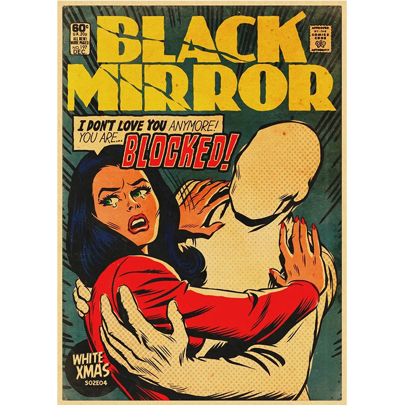 Vintage Classic Movie Black Mirror-BBC Poster Painting Retro Poster Kraft Paper Home Bar Wall Decor Stickers wall stickers movie poster home decor posters