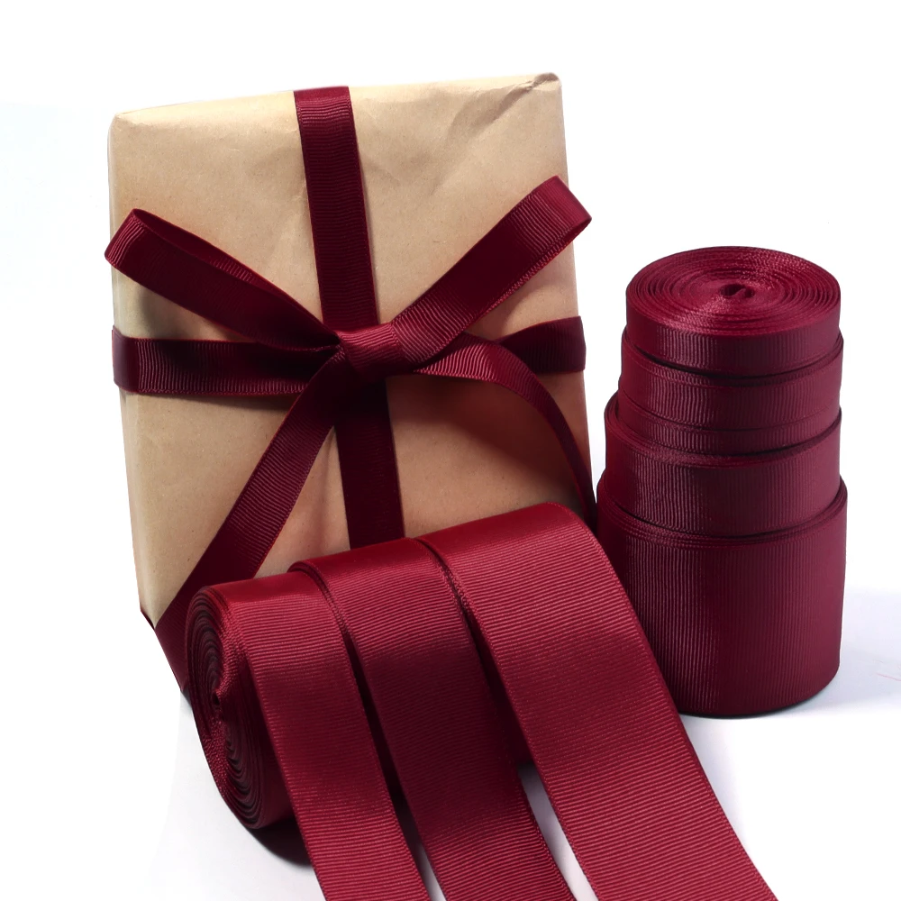Grosgrain Ribbons in Wine Red - 10 Yards for DIY, Holiday Decor & Gift Wrapping
