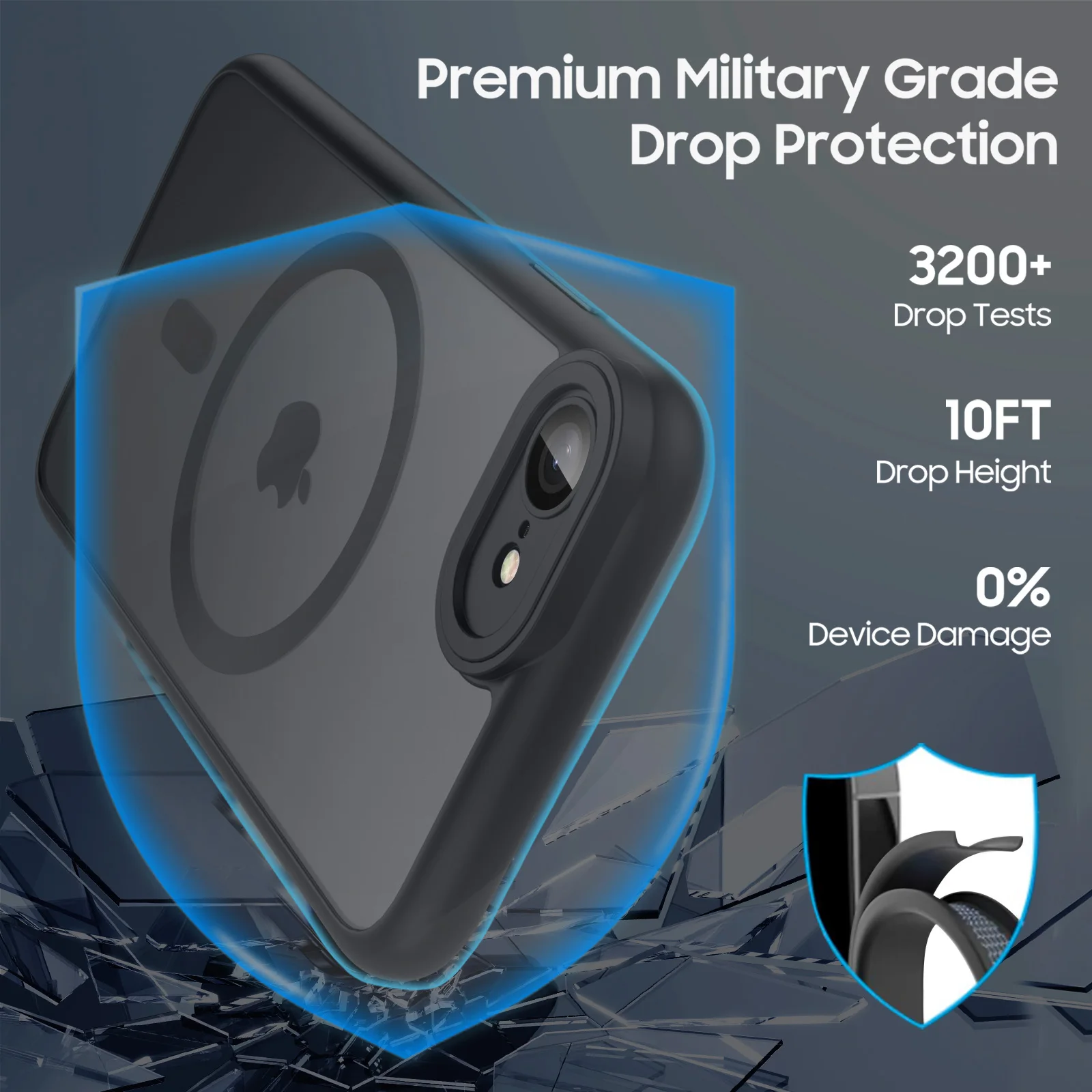 Luxurious Magnetic Matte Translucent Shockproof Armor Case with Magsafe Charging Compatibility