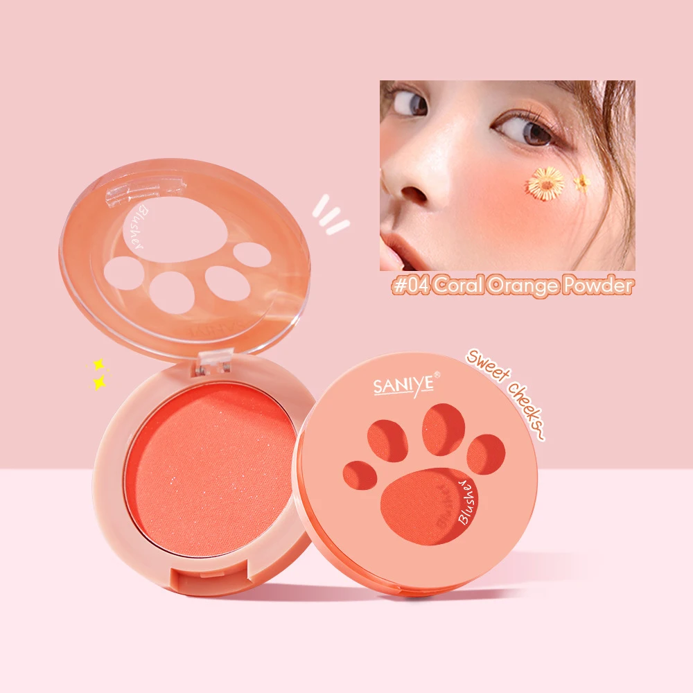 New Cat Paw Peach Blush Palette Easy to Wear Cute Makeup Natural Cheek Contour Make Up Face Blusher Long-lasting Brighten