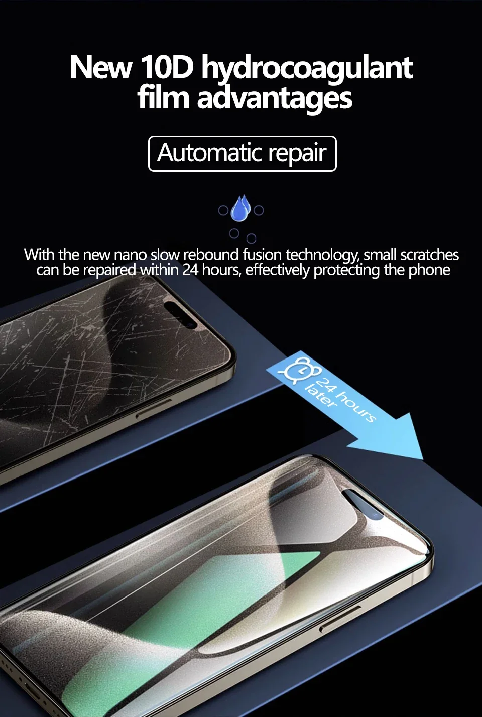 5 Stück Hydrogel-Folie für iPhone 17 16 15 14 13 12 11 Pro Max Plus 12 13 Mini 8 7 Plus SE XR X XS XSM Vollständiger Displayschutz – Detail 7