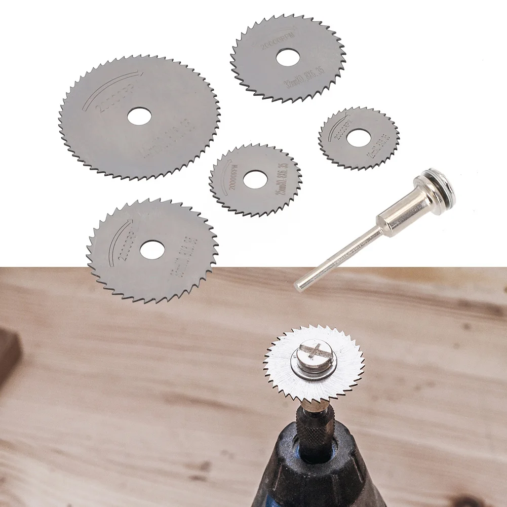 

5pcs HSS Cutting Disc Mini Circular Saw Blade Set Electric Drills Rotary Tool Accessories For Wood Plastic Metal Precision Cut