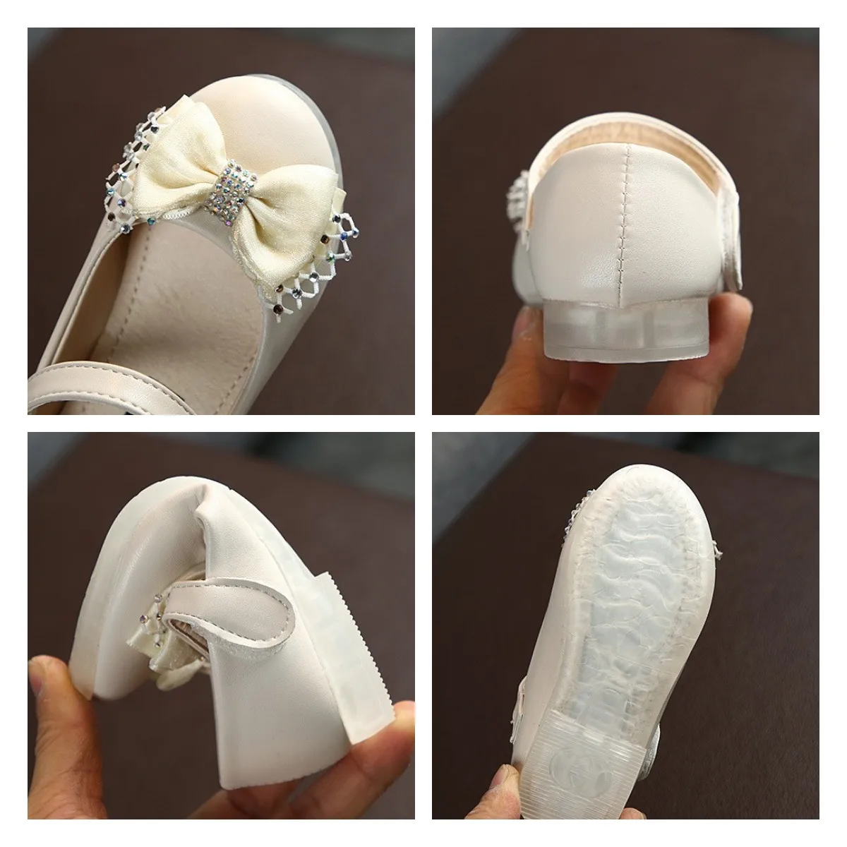 Black White Pink Leather Shoes for Kids Girls Fashion Cute Bow Princess Party Dress Shoes Children Flats Baby Loafers Footweawr