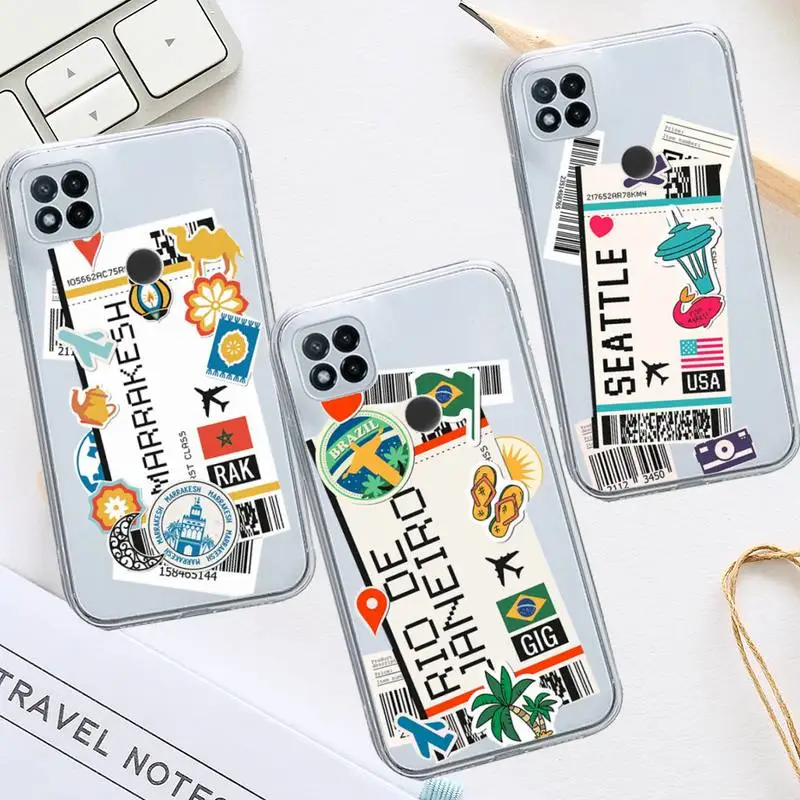 Air Ticket Usa City London Custodia Per Telefono Da Viaggio Trasparente Per Xiaomi Redmi Note 12 11 7 8 9 10 E I T X Note Ultra X3 Pro 5G 4G