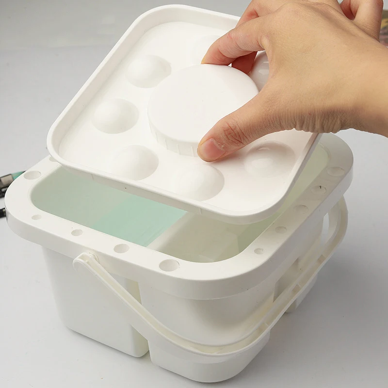 Paint Brush Washing Bucket With Lid 3-in-1 Paint Brush Holder/Color Palette Holder Plastic Washer