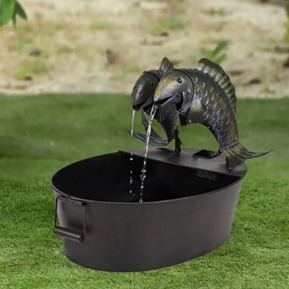 

Fun Garden Fountain Vintage Style Big Mouth Bird/fish Flow Water Fountain for Patio Decoration with Micro Landscape Ornament