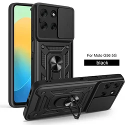 Armor Magnetic Bracket Case with Slide Lens Protector for Motorola Edge 70 (SJ - Black)