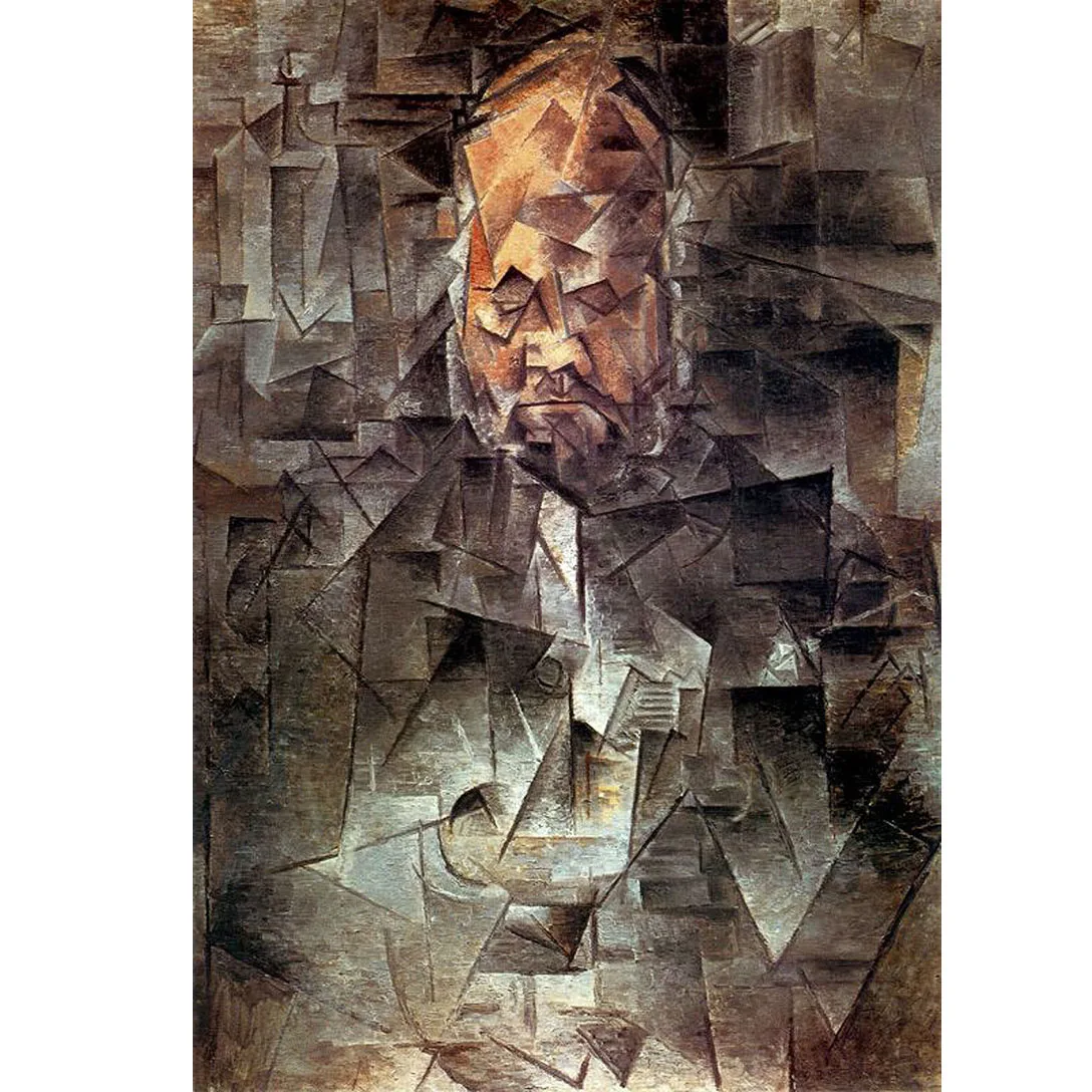 

Fmaous painting replica of Portrait of Ambroise Vollard by Pablo Picasso Analytical Cubism style artwork Modern wall art canvas