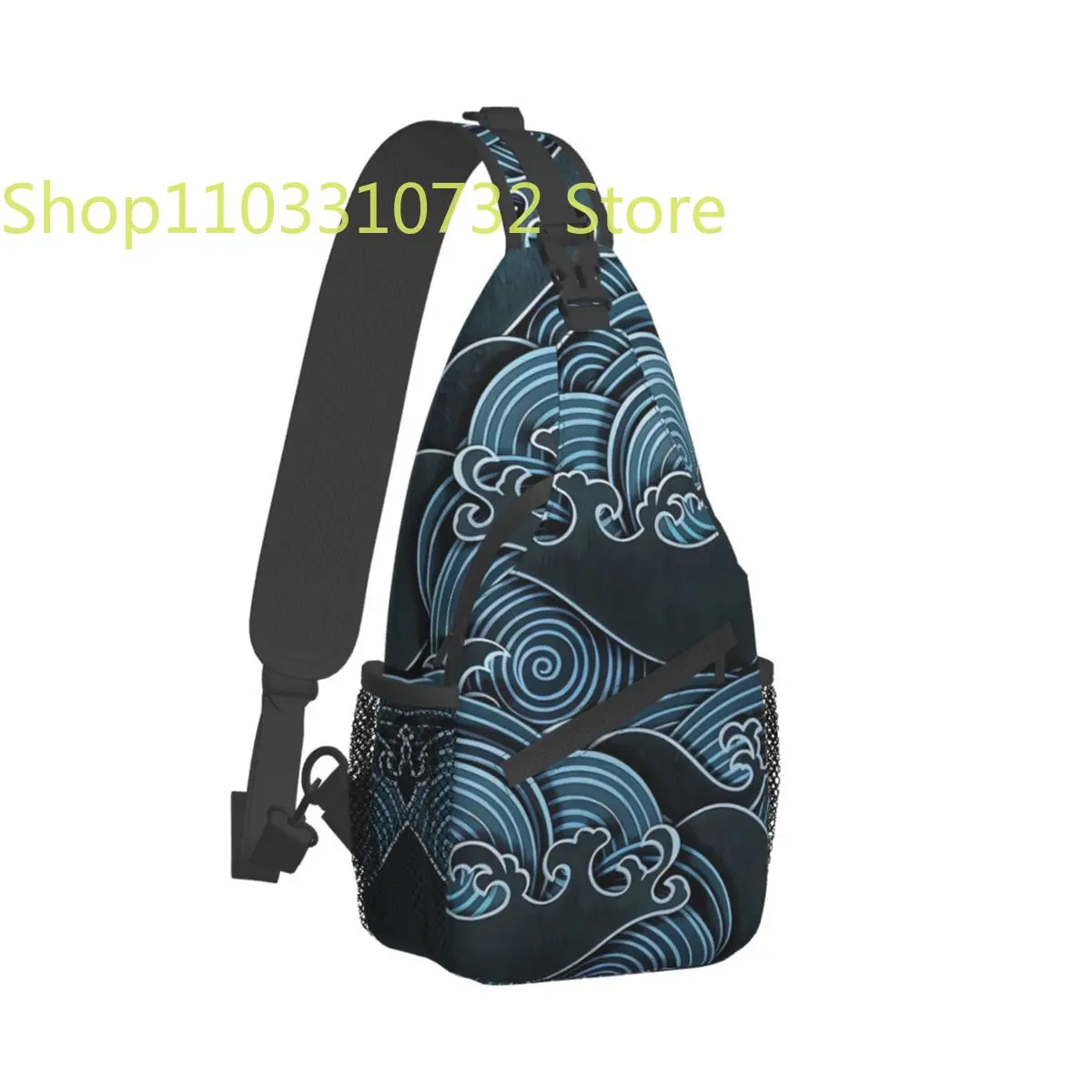 

Japanese Style Crossbody Bag Sports Japanese Wave Stencil Chest Bag Unisex Women Man Fashion Shoulder Backpacks Travel