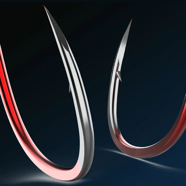 STBT 50 Stück/Box ISEAMA High-Carbon Steel Red Angelhaken aus Japan 1 # -10 # Blauer Angelhaken mit Widerhaken für Karpfenangelzubehör – Detail 5