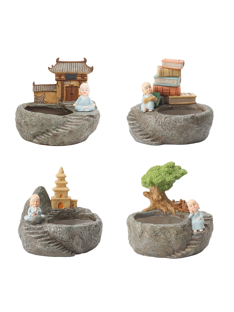 Zen-Inspired Succulent Planter – Tranquil Resin Pot for Home and Office Decor