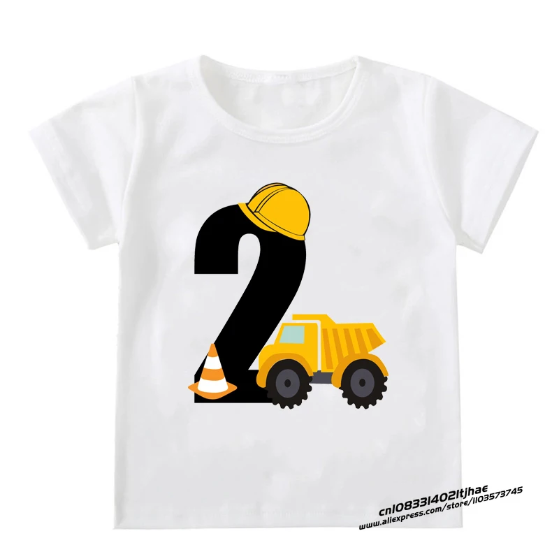 Kids Boys T-shirts Baby Short Sleeve Excavator Tops Children Fashion Tshirt 1 2 3 4 5 Years Boy Construction Birthday Shirts - 5