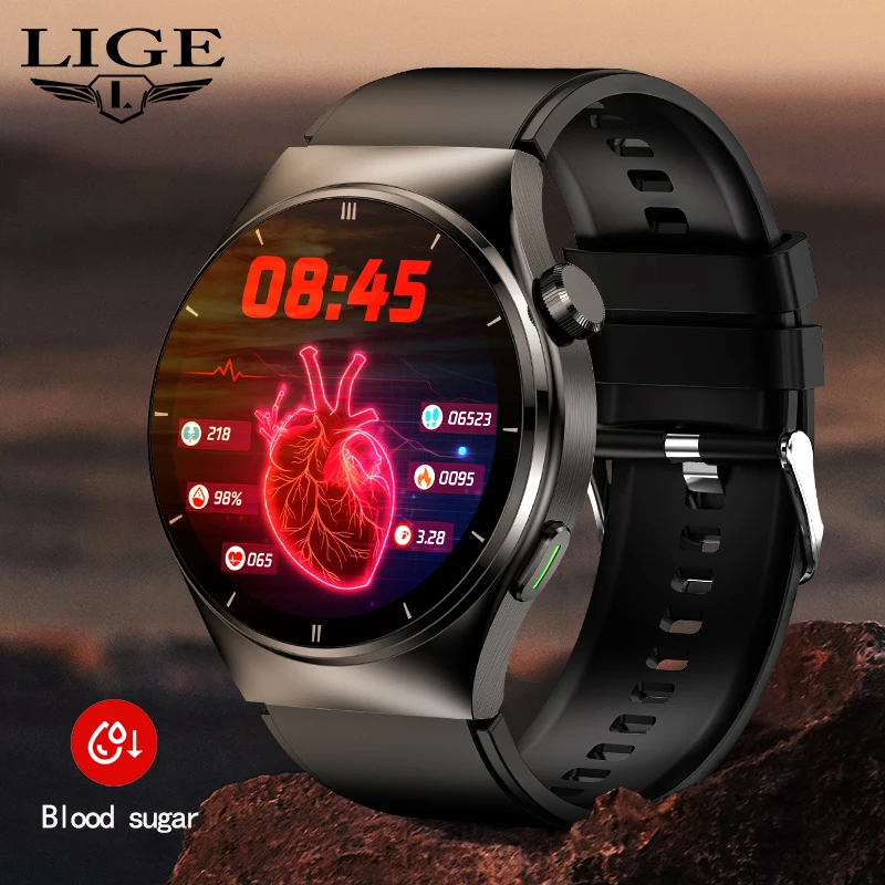 

LIGE New ECG+PPG Bluetooth Call Smart Watch Blood Sugar Body Temperature Monitor Waterproof Sports Fitness Men Smart Watch Clock
