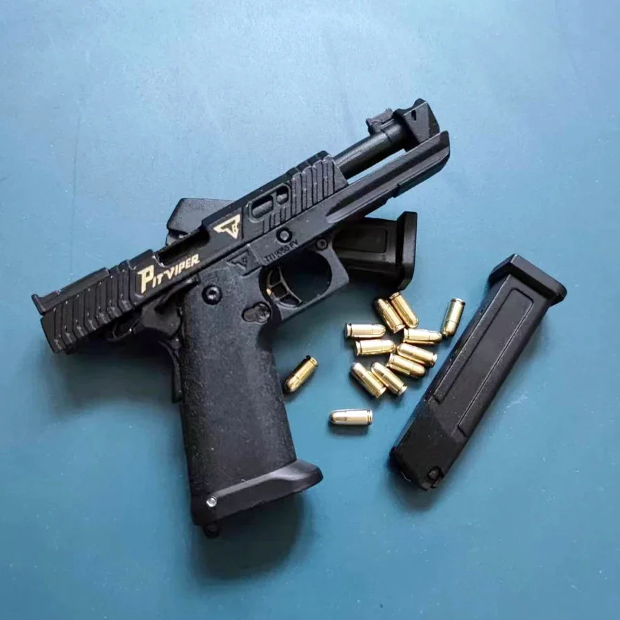 1:3 Shell Ejection G34 TTI PIT VIPER Alloy Empire G17 Assembly Toy Gun Model Keychain Weapon Mini Pistol Christmas Gift 2