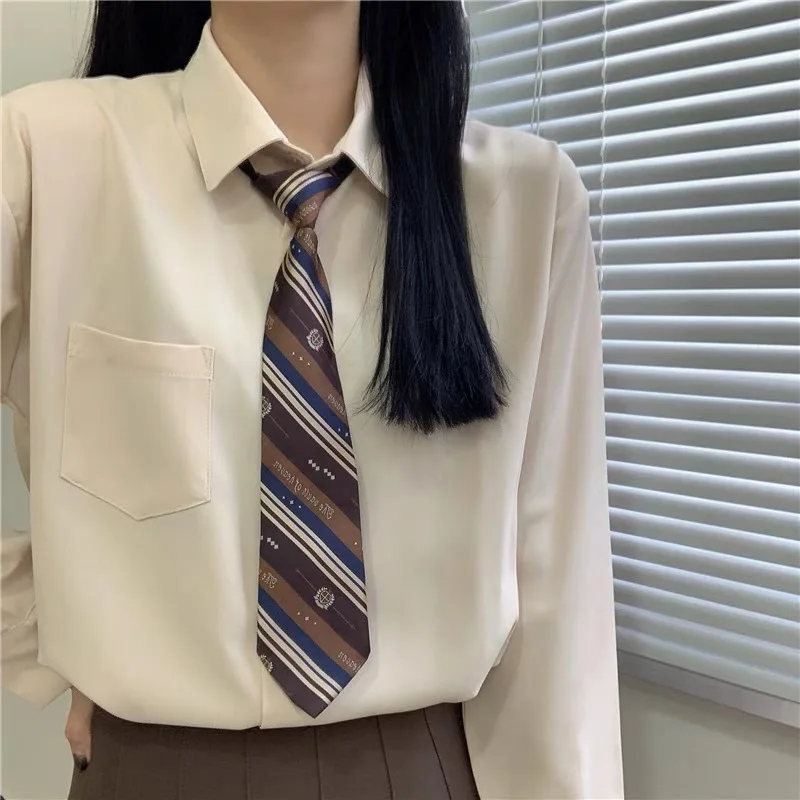 Brown retro tie women's fruit green coffee handmade casual shirt candy colored trendy versatile tie