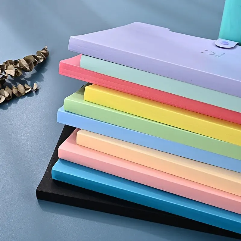 File Folder A4 Multi-Layer Candy Color Five Grid Organ Bags Large Capacity Korean Simple Office School Supplies Stationery