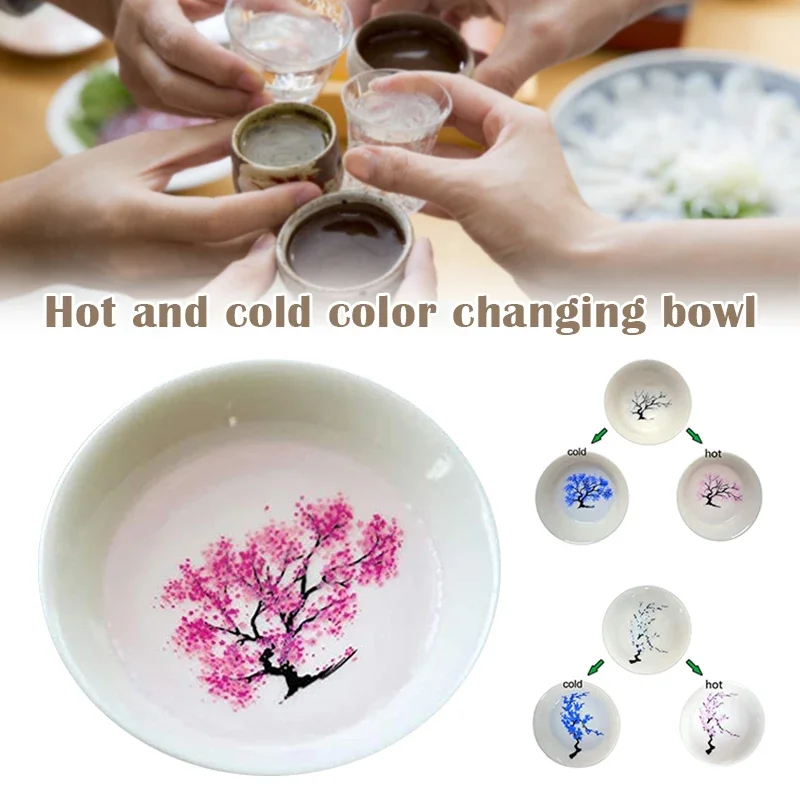 Tea Cup Magic Sakura Sake Cup Color Change with Cold/Hot Water See Peach Cherry Flowers Bloom Magically Sakura Blossom