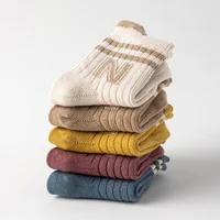 3 paires/lot chaussettes pour enfants pour garçons filles coton lettre enfants chaussettes Sport décontracté fille garçon enfant en bas âge bébé sol chaussette courte antidérapante 5