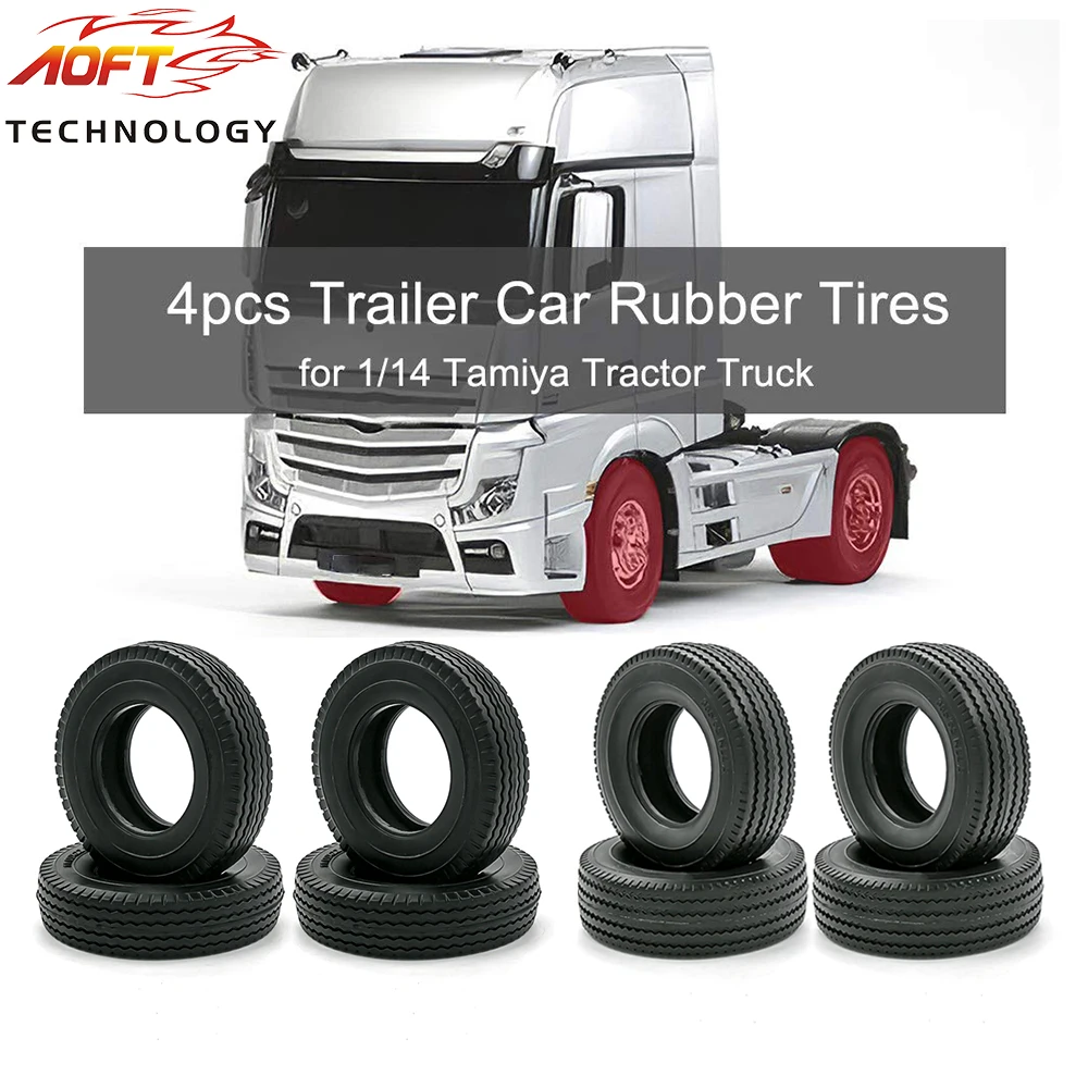Nuovo Stile 4 Pezzi Pneumatici In Gomma Per Auto Rimorchio Per 1/14 Tamiya Tractor Truck Rc Climber Trailer Tire Kit