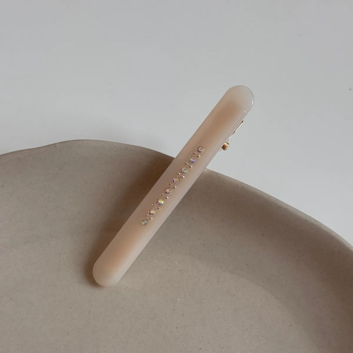 1 Stück Schildpatt-Strass Französische Haarspange aus Acetat mit Kristallen für Damen, minimalistische Haarklammer für Pony und Seitensträhnen – Detail 25