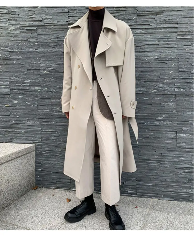 Description Picture 4 of itemAutumn Winter Mid-length Over-the-knee Windbreaker Men's Loose High Street Personality Casual Windbreakers Jackets Male Clothes