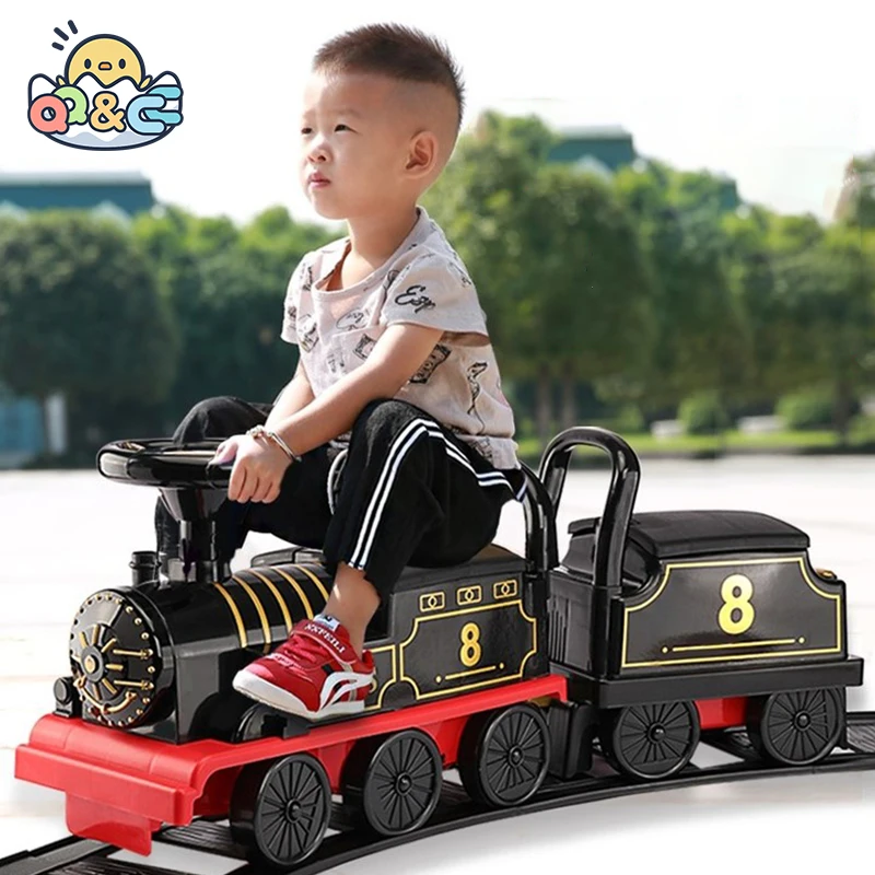 Treno elettrico per bambini giocattolo da equitazione modello classico Ailway può trasportare treno Rail Car girello per bambini passeggino giocattoli regali