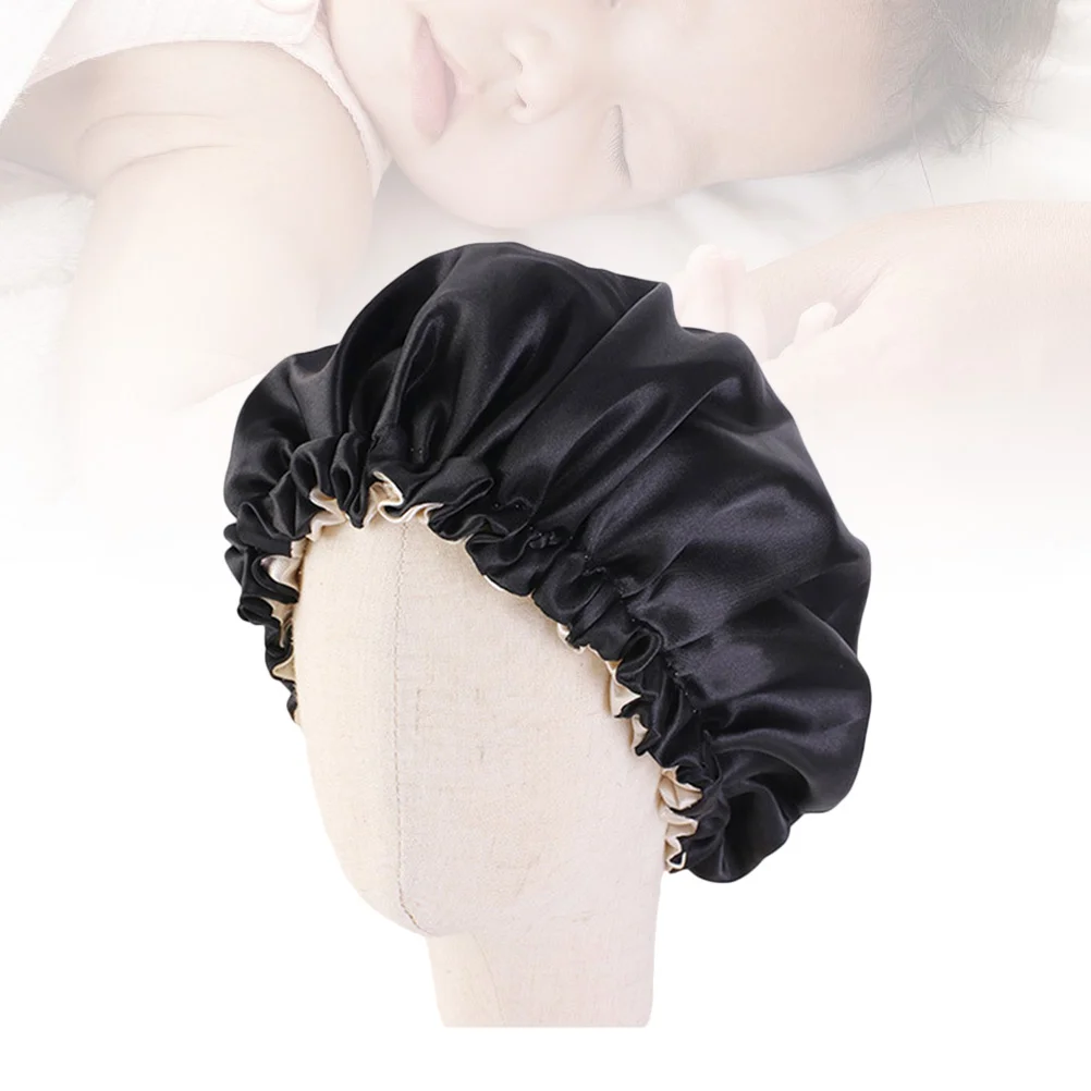 

1pcs Satin Bonnet Reversible Double Layer Sleeping Cap Bathing Shower Cap for Kids Man Woman
