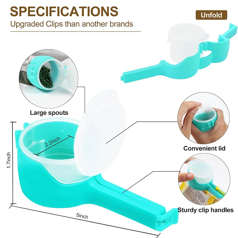 Kitchen Bag Clips For Food Storage Sealing Clips With Pour Spouts Food Sealing Plastic Cat Dog Food Storage Organizer