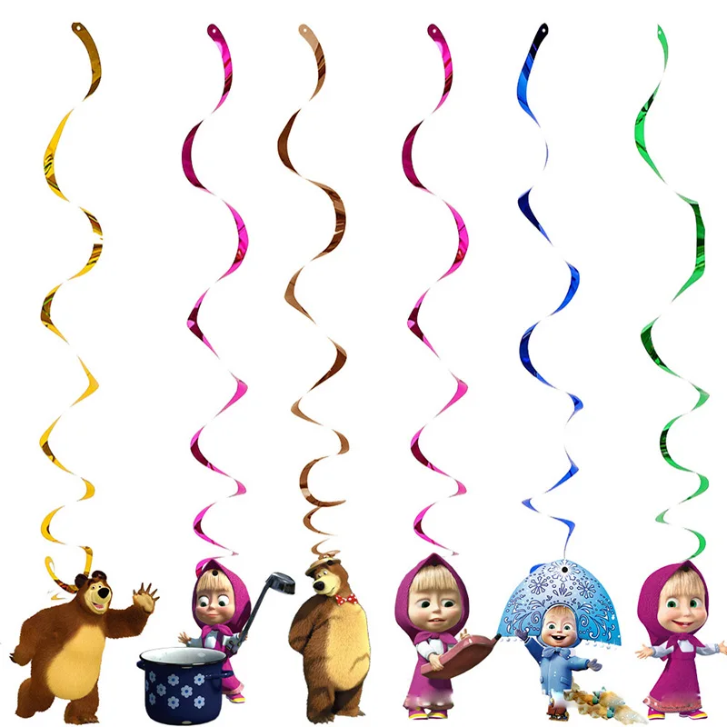 thumbnail image 1 of Decoraciones para fiestas de cumpleaños con temática de niña y oso, suministros para fiestas de dibujos animados, globos, juegos de vajilla desechable para niños y niñas, taza de regalo, 1 of 5