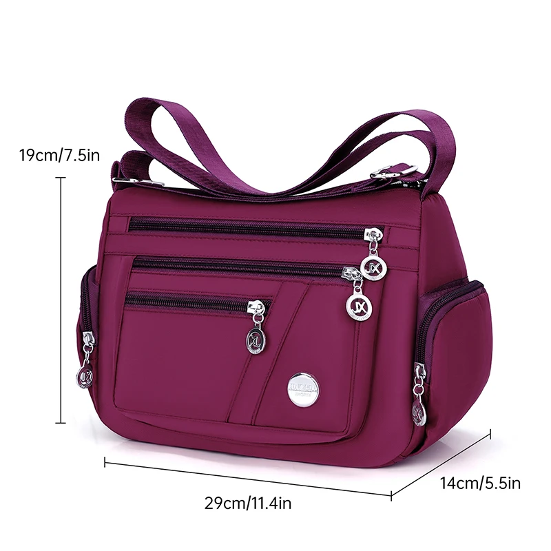 New unisex nylon cloth women's bag Oxford cloth shoulder crossbody bag travel bag Middle aged and elderly multi-layer leisure ba