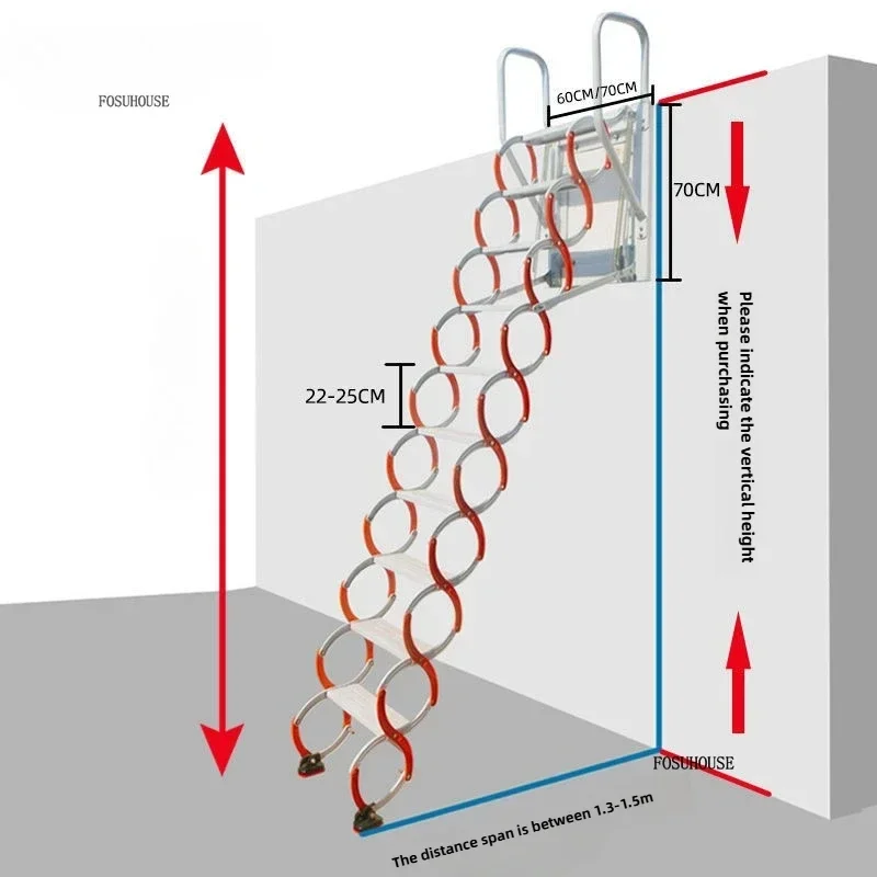 다기능 가정용 가구 보이지 않는 접이식 사다리 야외 텔레스코픽 계단 알루미늄 합금 두꺼운 사다리